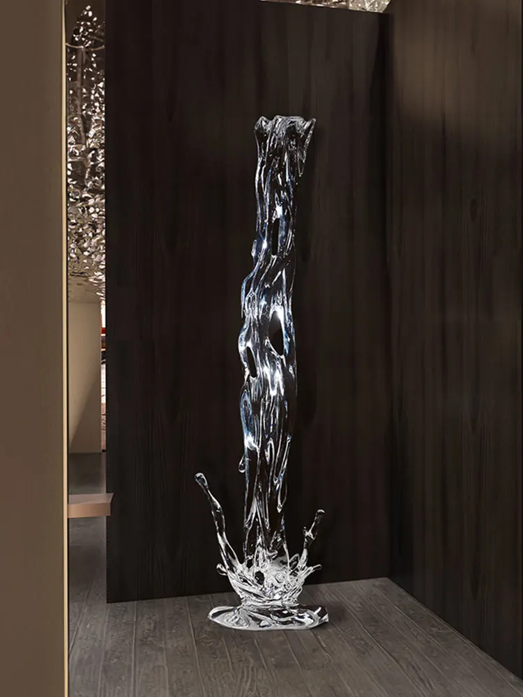 LLMM large floor-to-ceiling wave sculpture custom transparent water splash villa decoration