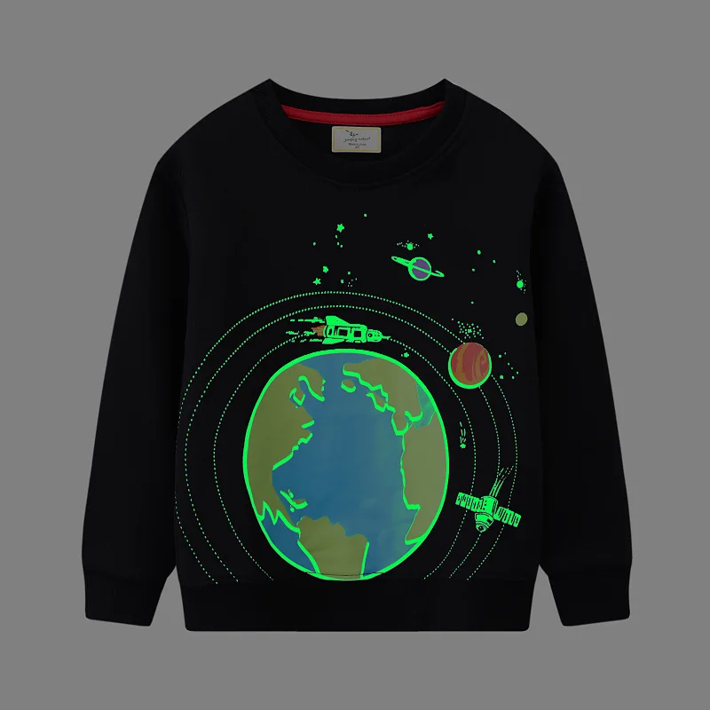 

Autumn New Children's Sweatshirt with Glow-in-the-Dark Print, Crew Neck, Boys' Long Sleeve Base Shirt, Pullover Top, Mixed Batch