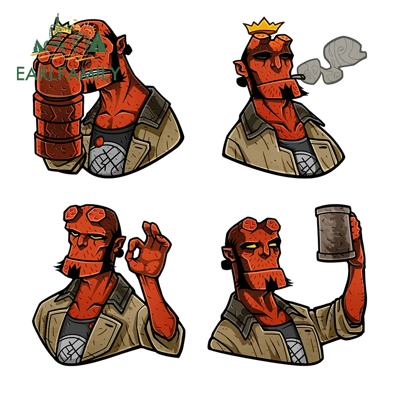 EARLFAMILY Cartoon Hellboy Car Sticker Anime Vinyl JDM Window Trunk Laptop Decal Hell Messenger Graphic Funny Car Styling