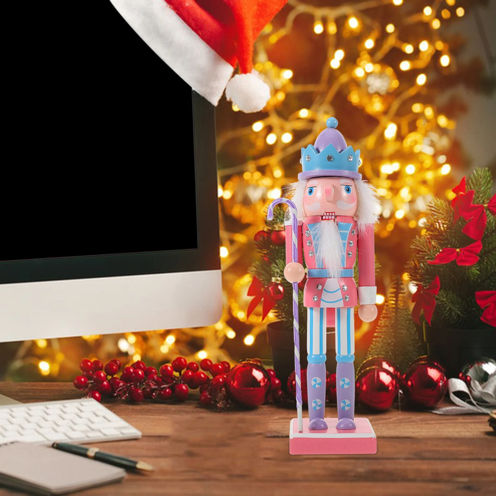 

Christmas Nutcracker Soldier Ornament 25CM Wooden Hanging Pendant Holiday Decor Nutcrackers Christmas Tree Figure Home Gift