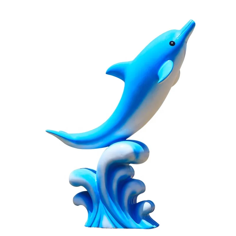 Ocean Park Decorative Statue Life Size Dolphin Wave Sculpture Resin Garden Crafts