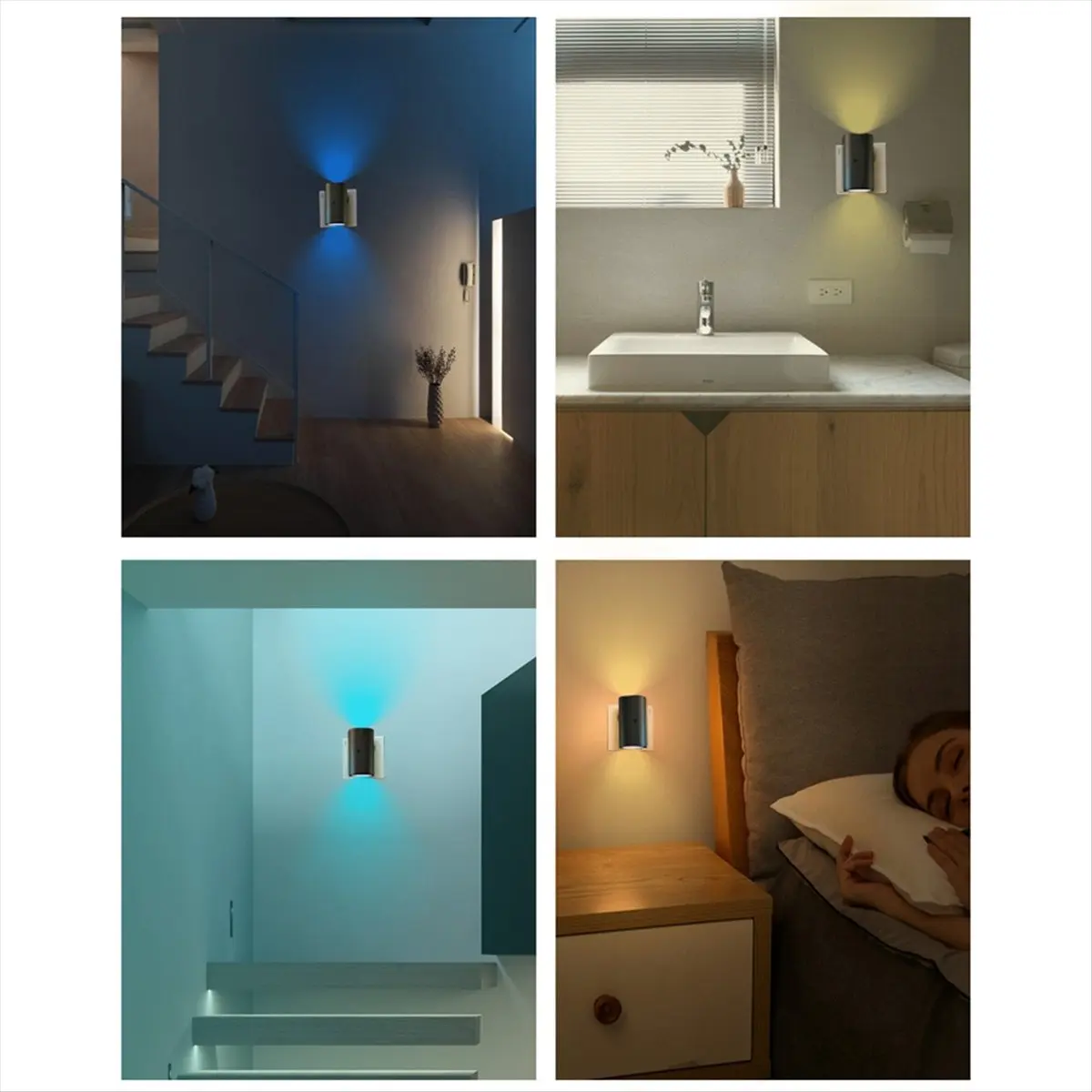 *N21R LED RGB Wall Lamp Smart Remote Control Colorful Bedside Night Light for Bedroom Corridor Stairs Wall Sconce UK Plug