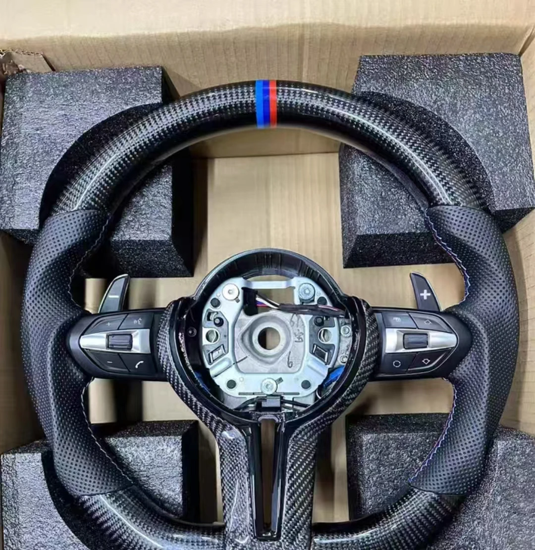 For Custom  M1 M2 M3 M4 M5 F10 F20 F22 F30 F32 F36 F40 F90 E90 E91 E70 Forged Carbon Fiber LED Steering Wheel Made in M5
