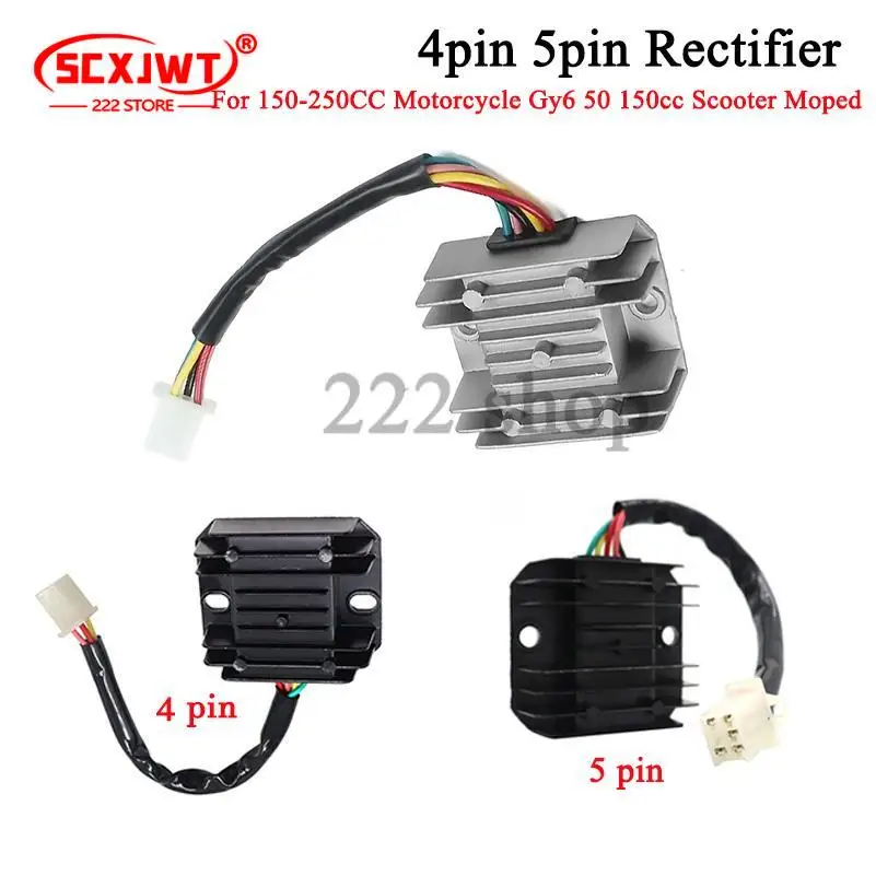 High quality For 150-250CC Motorcycle Gy6 50 150cc Scooter Moped Aluminium 12V 4 /5Wires Rectifier HOT SALE 4 pin 5pin