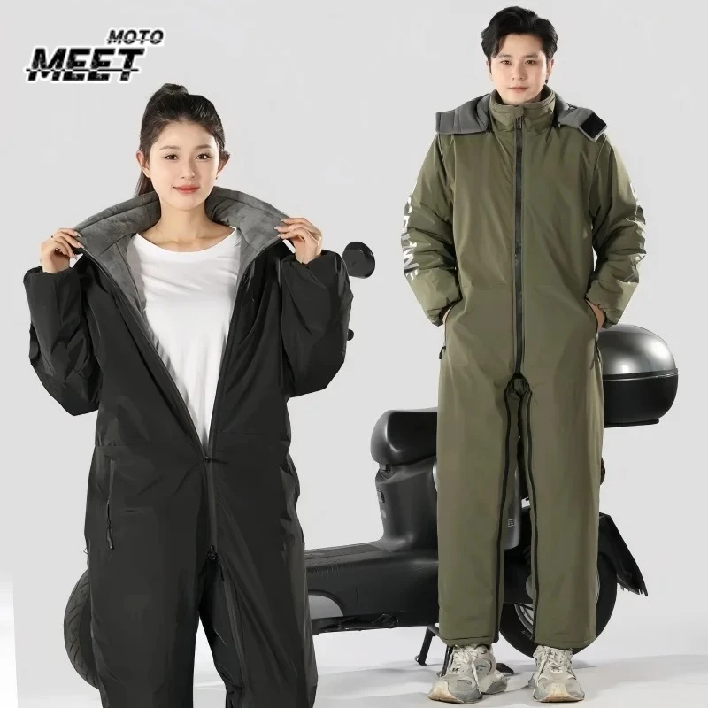 NEW Winter Motorcycle Riding Suit, Waterproof Windproof Thick Plush Warm Motorbike Outfit for Cold Weather Touring Commute