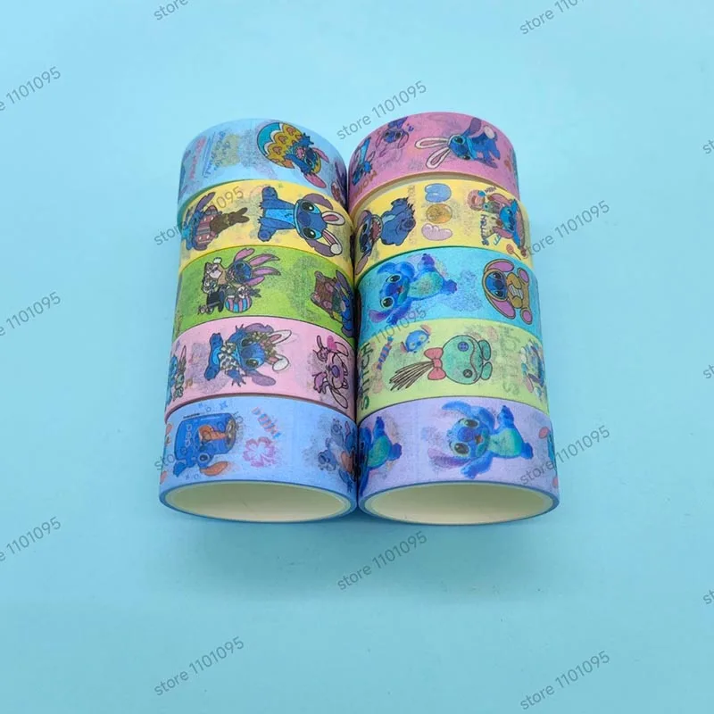 10 Roll/Box 15Mm * 1.8M Stitch Washi Tape Schattige Scrapbooking Diy Dagboek Decoratieve Afdichting Sticker Album Stick Label Briefpapier Cadeau