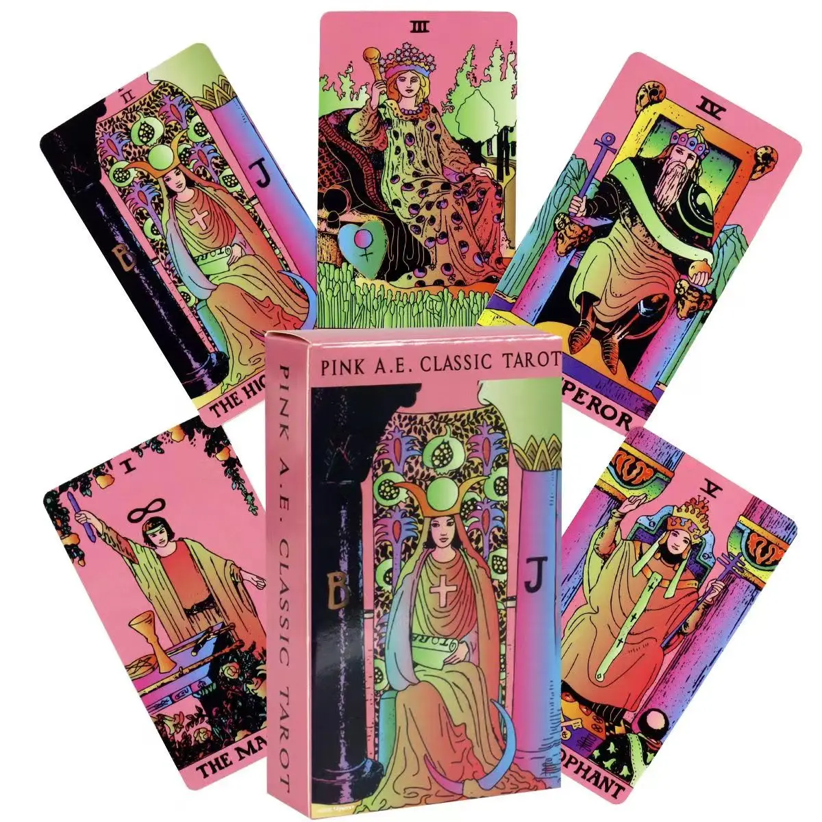 

Pink A.E.Tarot Deck 78 Classic Tarot Cards for Beginners Rider Tarot System Pocket Size 10.3*6cm