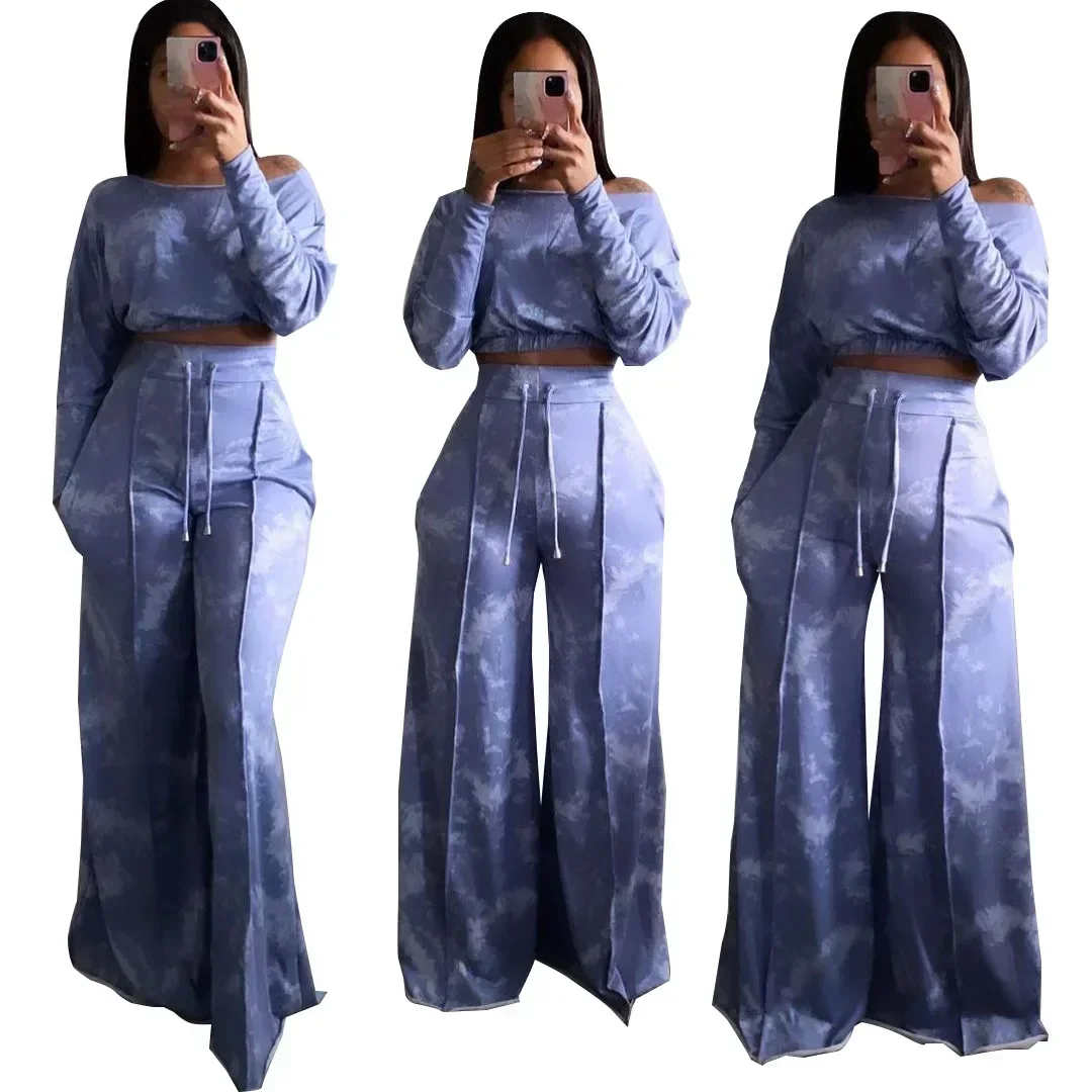 2024 الخريف 2 قطعة الملابس الأفريقية للنساء الأفريقية طويلة الأكمام طباعة أعلى بانت مطابقة مجموعات Dashiki الملابس الأفريقية S-3XL