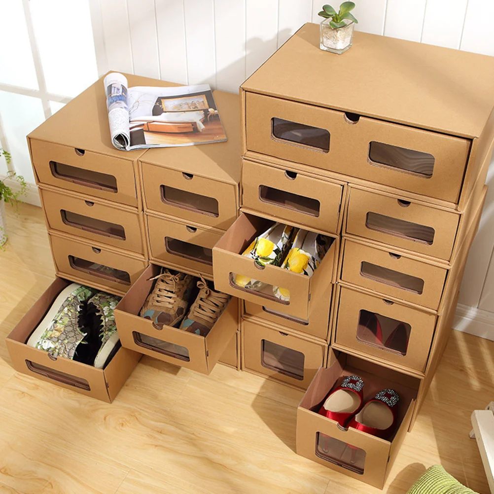 

2pcs 30X21Cm Extra Large Thickened Shoe Box Transparent Drawer Style Storage For Shoes Socks Underwear Handbags Scarves Office