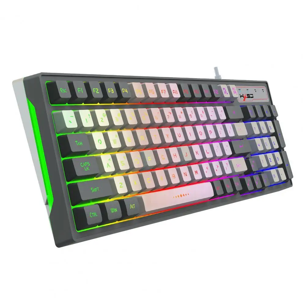 V600 Wired Keyboard Quick Response Anti-skid Compact 96 Keys RGB Backlight USB Gaming Keypad for Desktop