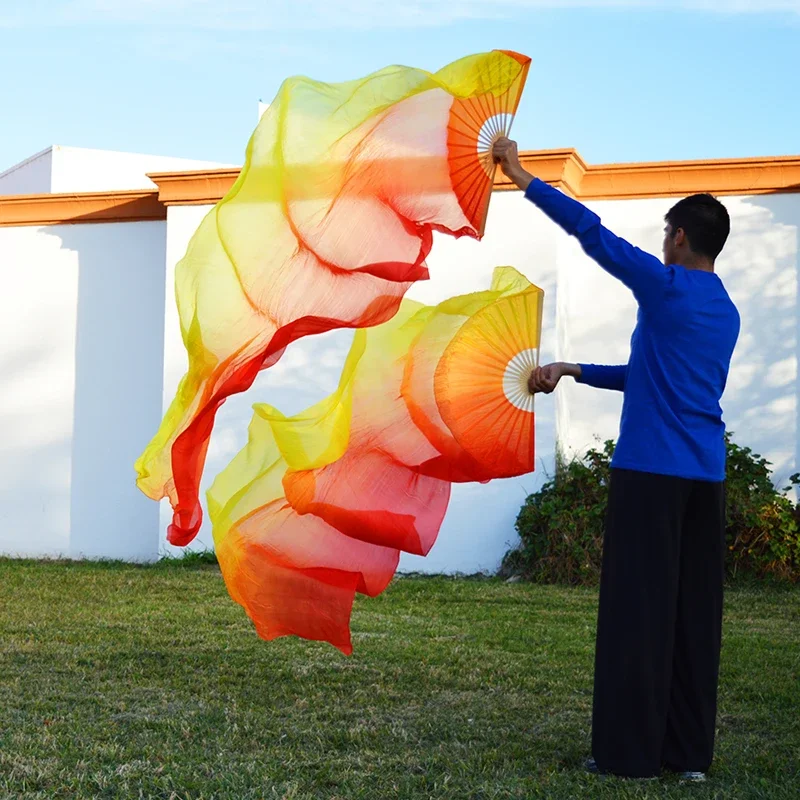 

1 пара 100% натуральных шелковых вееров для танца живота, ручная работа, окрашенная вручную шелковая вуаль 150x90 см, 180x90 см для взрослых и детей, 3 цвета, левая и правая рука