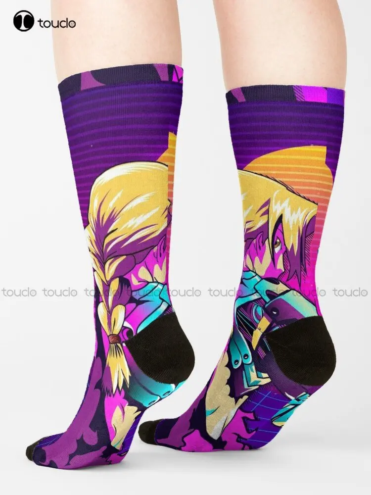 Full Metal Alchemist Edward Elric Vaporwave Socks Women Workout Sockss Personalized Custom Unisex Adult Teen Youth Socks