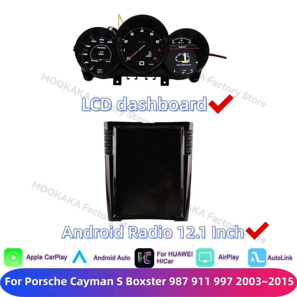 Car Modification For Porsche Cayman Boxster 987 981 911 997 2003~2015 Android Car Radio Digital Dashboard Instrument Speedometer