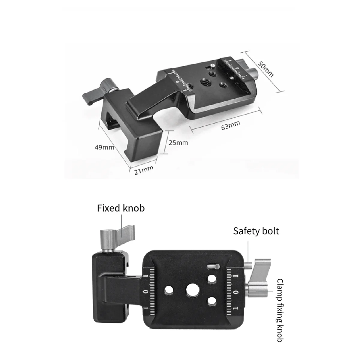 Placa de montagem de braçadeira de trilho melhorada ADEGBO com sapata fria para DJI RS3 RS2 preto e cinza