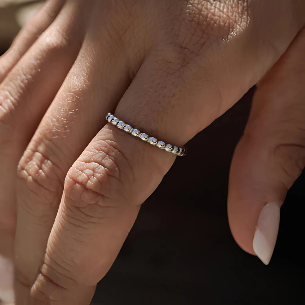 Fashion Beaded Stacking Rings High Quality Stainless Steel Men Jewelry Gift Simple Beads Water Ripple Ring For Women CSR0004