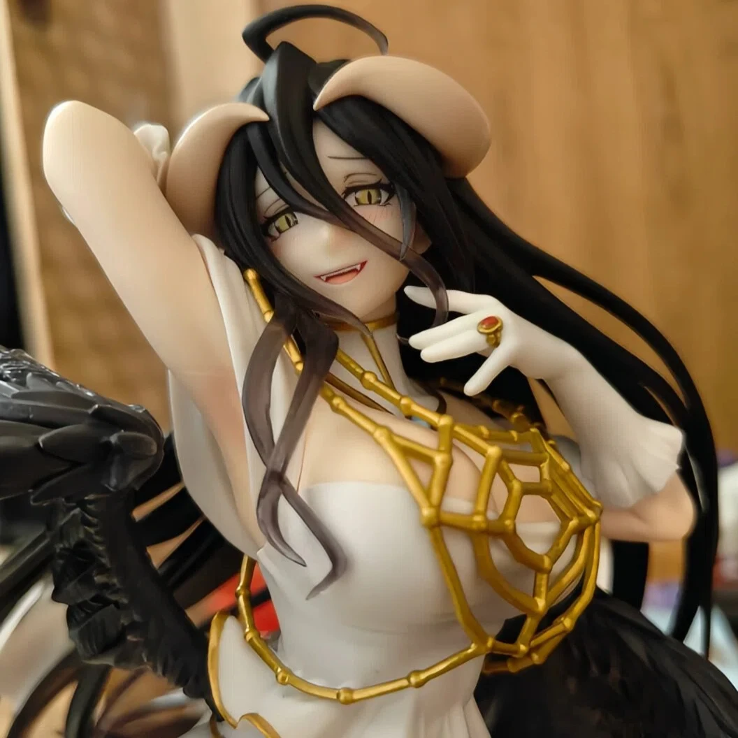 

New Anime Figure Albedo Pure White Devil Black Dress Statue Action Figure Collectible Desktop Decor Model Birthday Gift For Fans