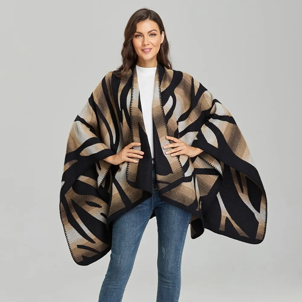 Women's Scarf Shawl Classic Zebra Split Cape Shawl Fashion Simple Warm Blank Imitation Cashmere Cloak Cape  Ponchos Lady Coat P3