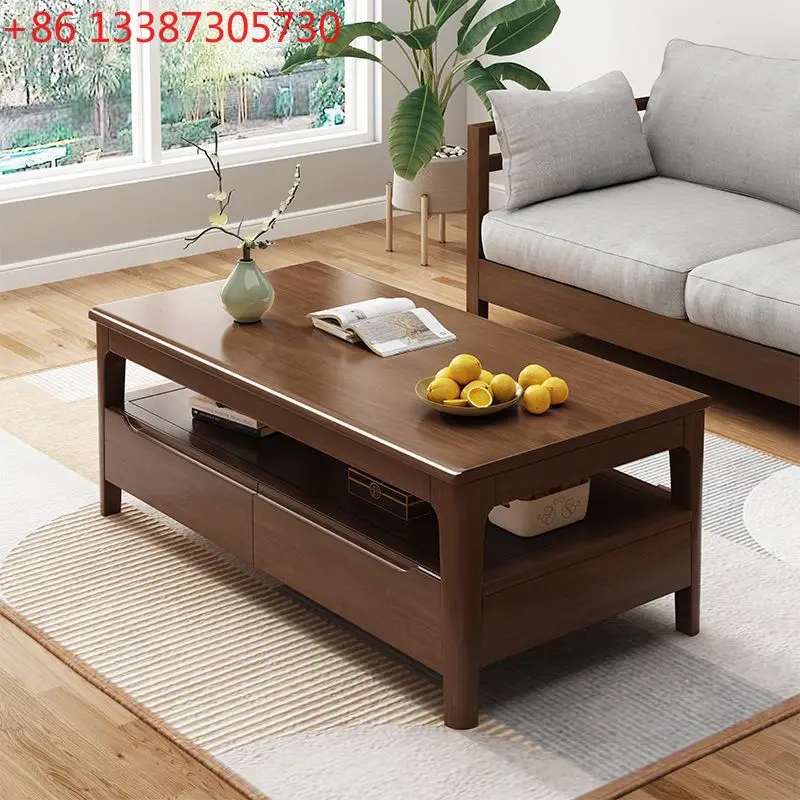 

Скандинавский журнальный столик из массива дерева для небольшой квартиры, простой и современный, экономичный вариант для гостиной.