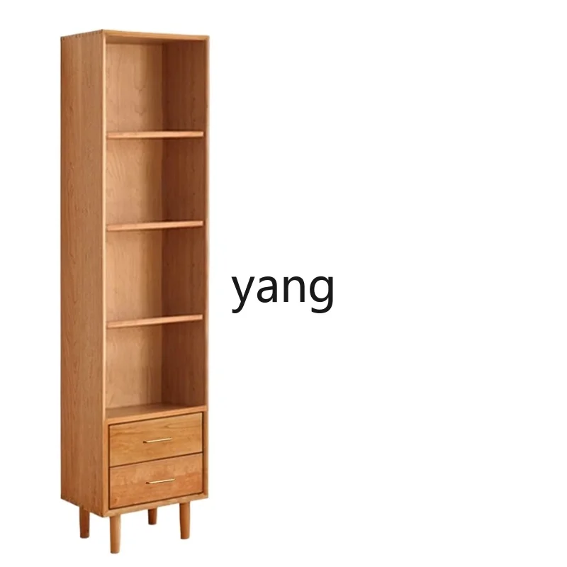 

Yjq Solid Wood Bookcase Cherrywood Living Room Storage with Glass Door Study Double Door Bookcase