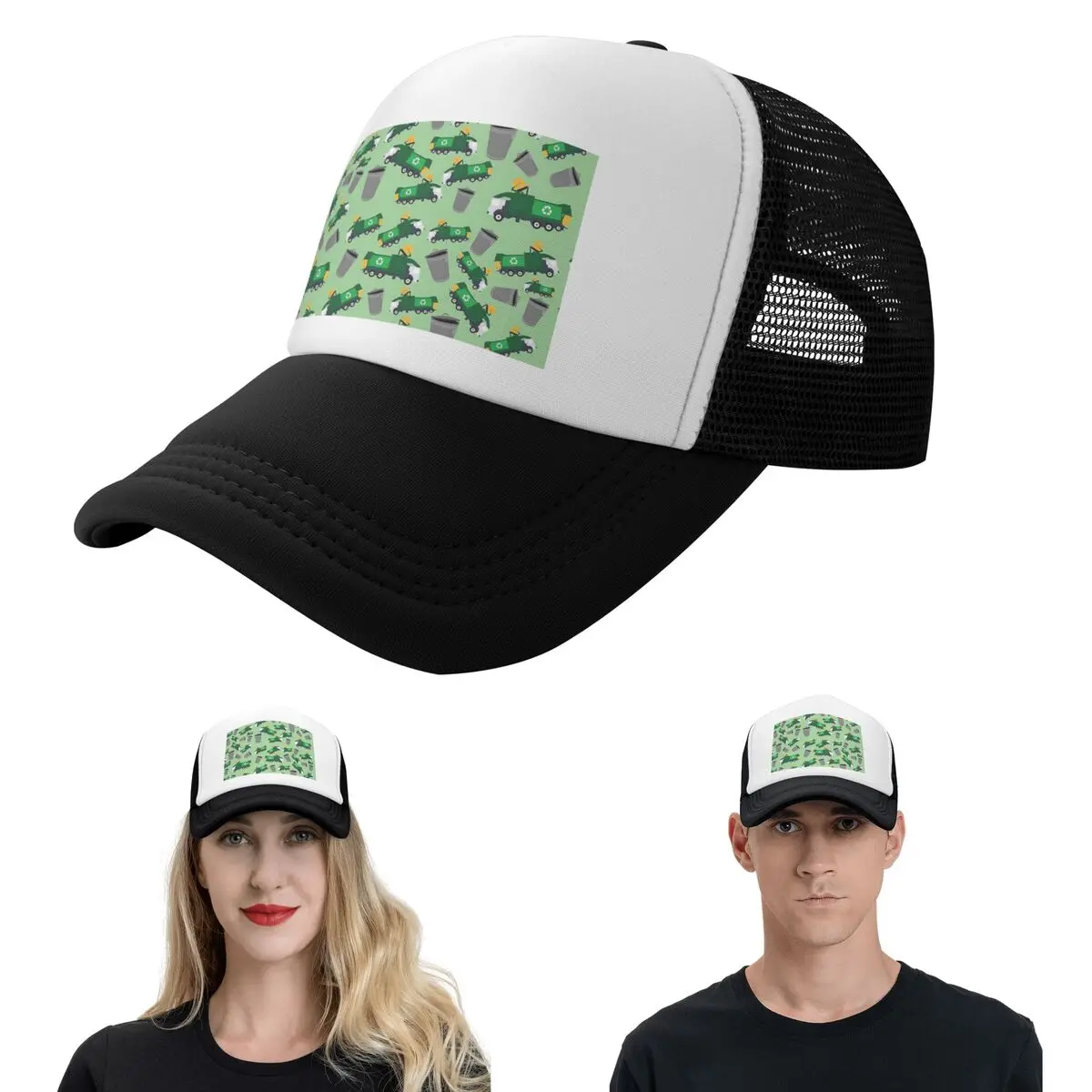 Recycling Garbage Truck Pattern Cap Fashion Mesh Baseball Caps Adjustable Hat Hip Hop Summer Unisex Baseball Hats