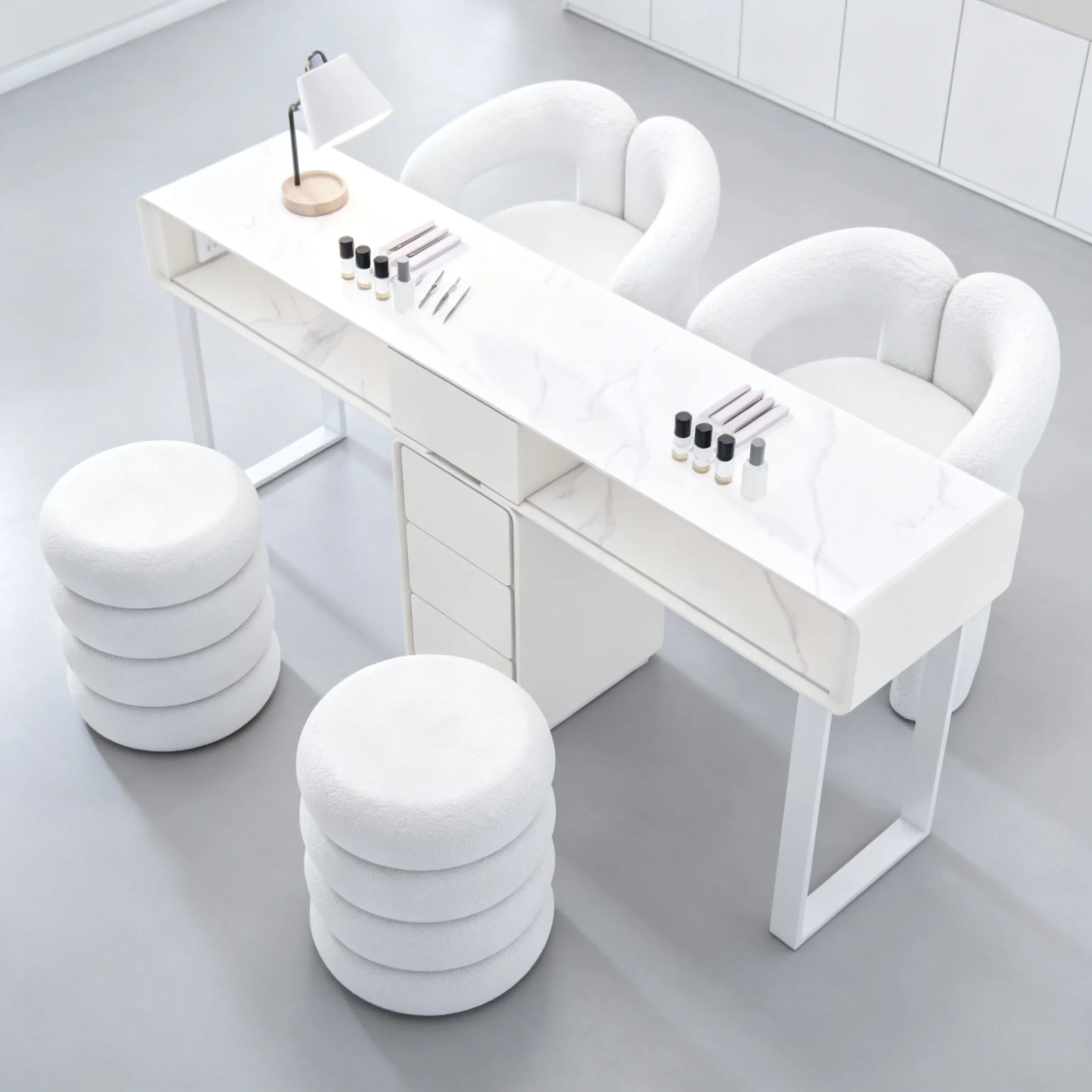 AOLIVIYA Solid Wood Tempered Glass Single Double Luxury Professional Nail Technician Desk Manicurist Table Salon Nail Table