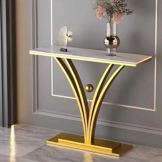 

European light luxury entrance table Modern master design Simple wall plan Art style decorative entrance table Storage table