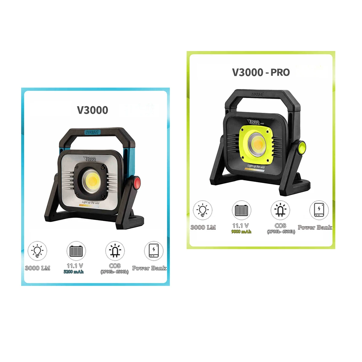 

SUNREE V3000 V3000 PRO Dual Tone Cordless Working Light Portable Outdoor LED Rechargeable Tent Lights