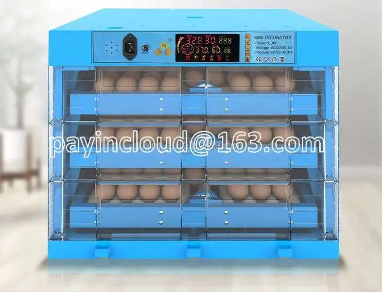 128 Eggs Intelligent Temperature Humidity Control Dual Power Poultry Egg Incubator Automatic Egg Turning Hatcher Machine