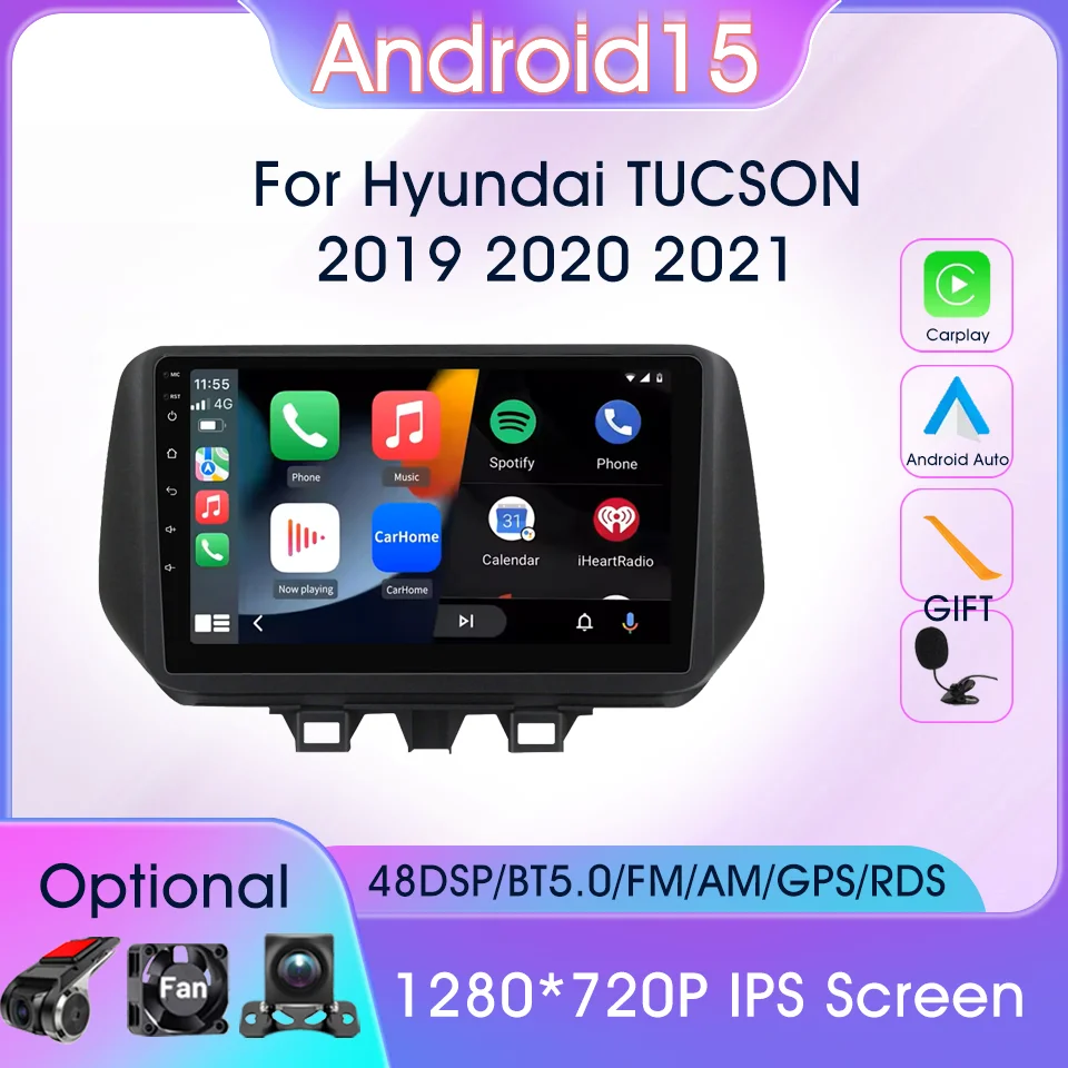 

2Din Android 15 Автомобильный радиоприемник для Hyundai TUCSON 2019 2020 2021 Android Auto Carplay Мультимедийный плеер GPS FM WIFI Стерео головное устройство