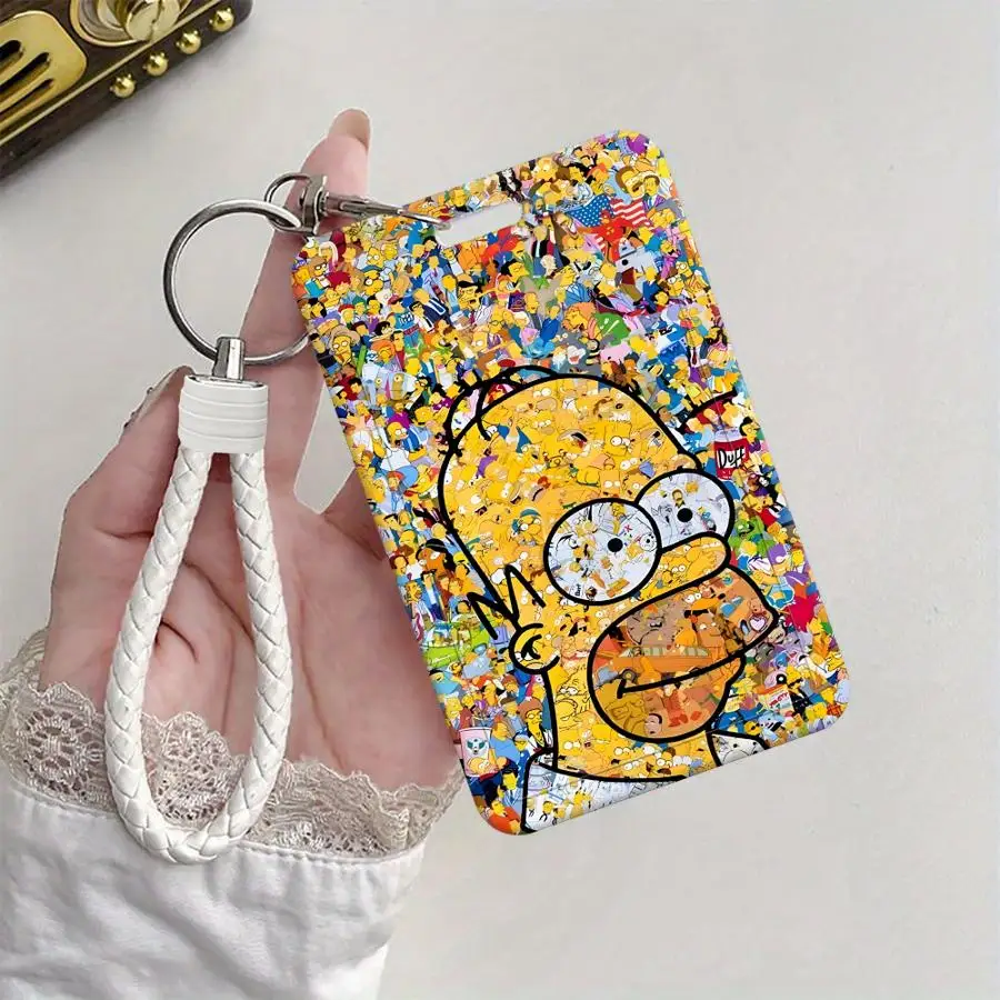 The Simpsons Cute Homer 1Pc Card Holder Retractable Credit Card Holders Holders Child Bus with lanyard Bank ID Badge Cover Case
