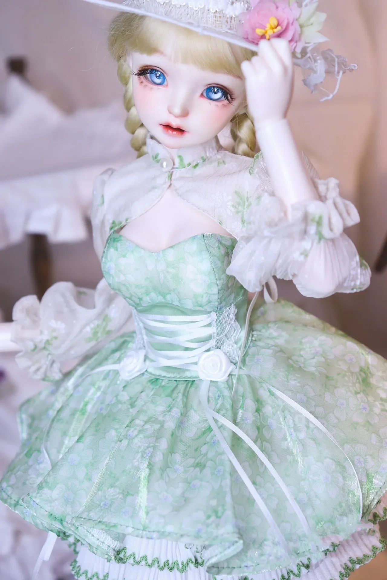 1/4 BJD ドール服 ドールアクセサリー ライトグリーン プリンセスドレス