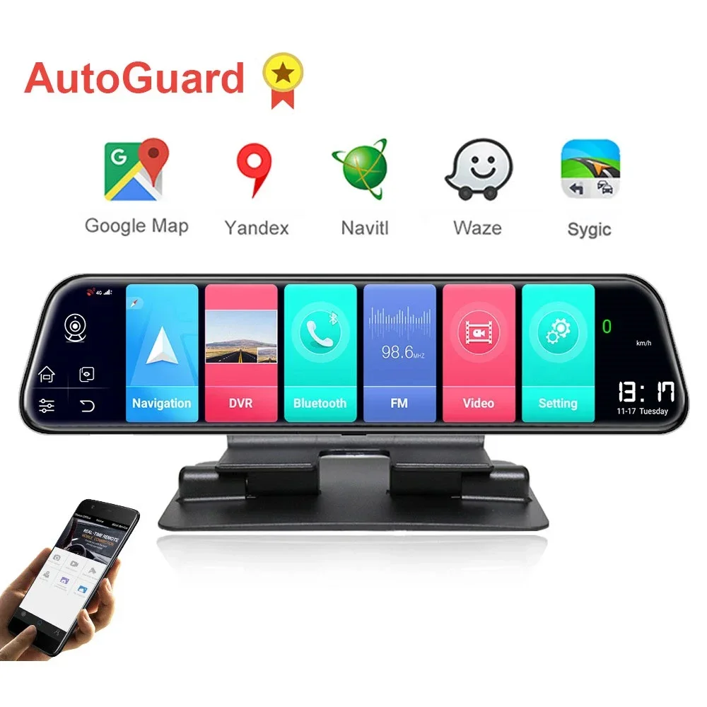 12inch 128GB Split View Real-time Display Front And Rear Multimedia Player Android Streaming Recorder Retrovisores Dvr Dashcam