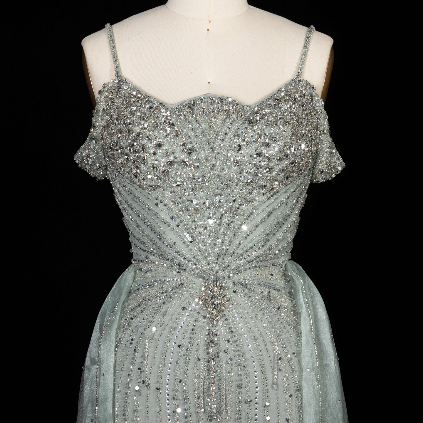 Sharon Said Abendkleid Luxuriöses Meerjungfrauenkleid aus Tüll mit Schulterfreiem Design und Spaghetti-Trägern Dubai Formelles Partykleid mit Überrock SS008 Maßanfertigung – Detail 25