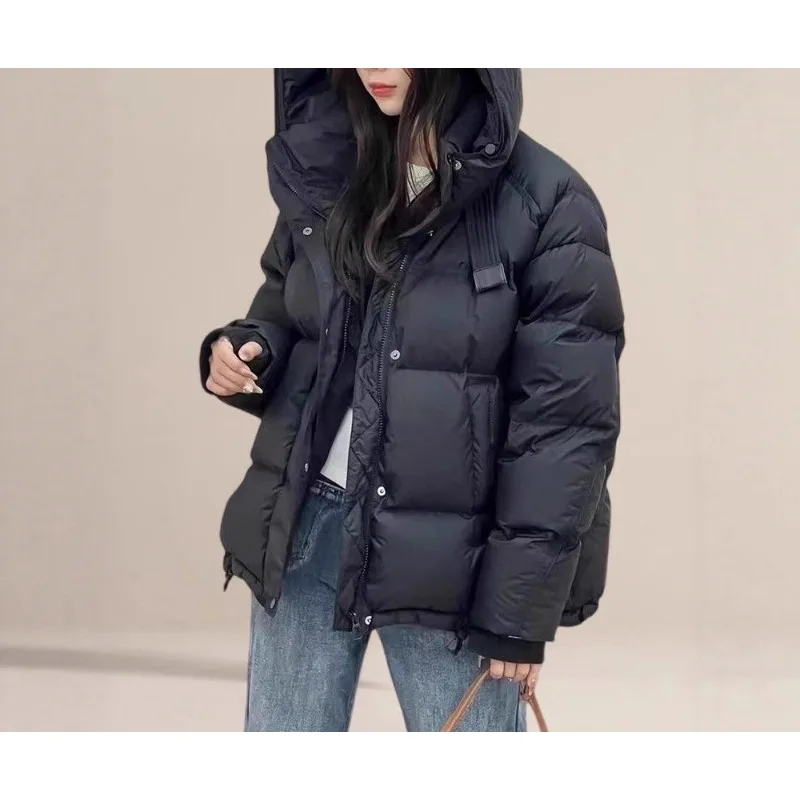 

2025 New Winter Women's Hooded Puffer Cotton Jacket Hooded Thicken Warm Short Parkas Female Casual Versatile Snow Outwear