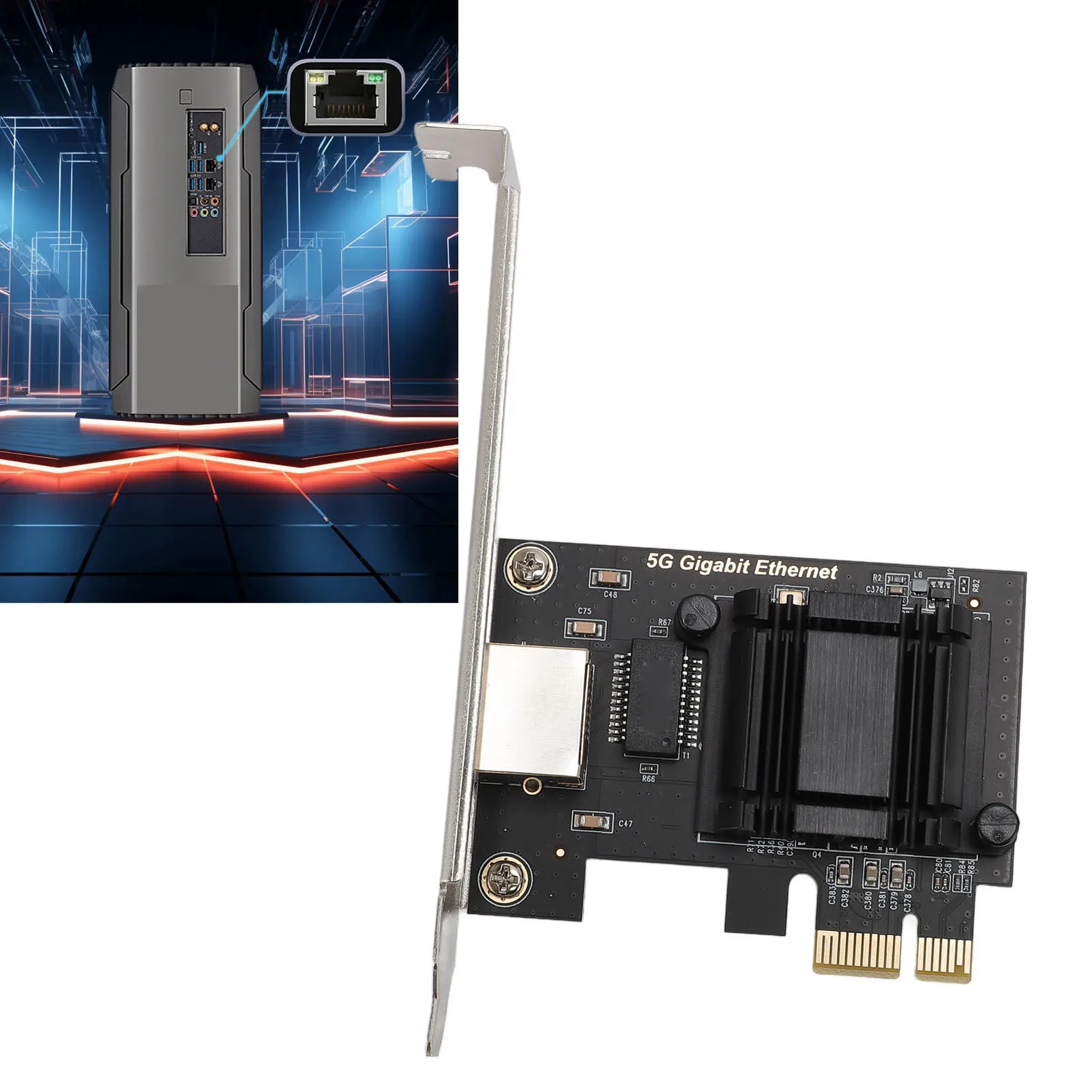 PCIe Network Card 5Gbps High Speed PCIe to CNetwork Card Adapter for Win 10 11 for Linux