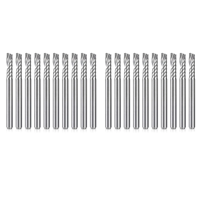 

20 Pack CNC Router Bits 1/8 Inch Shank Spiral Upcut Router Bit Single Flute End Mill Set Milling Cutter Tungsten Steel