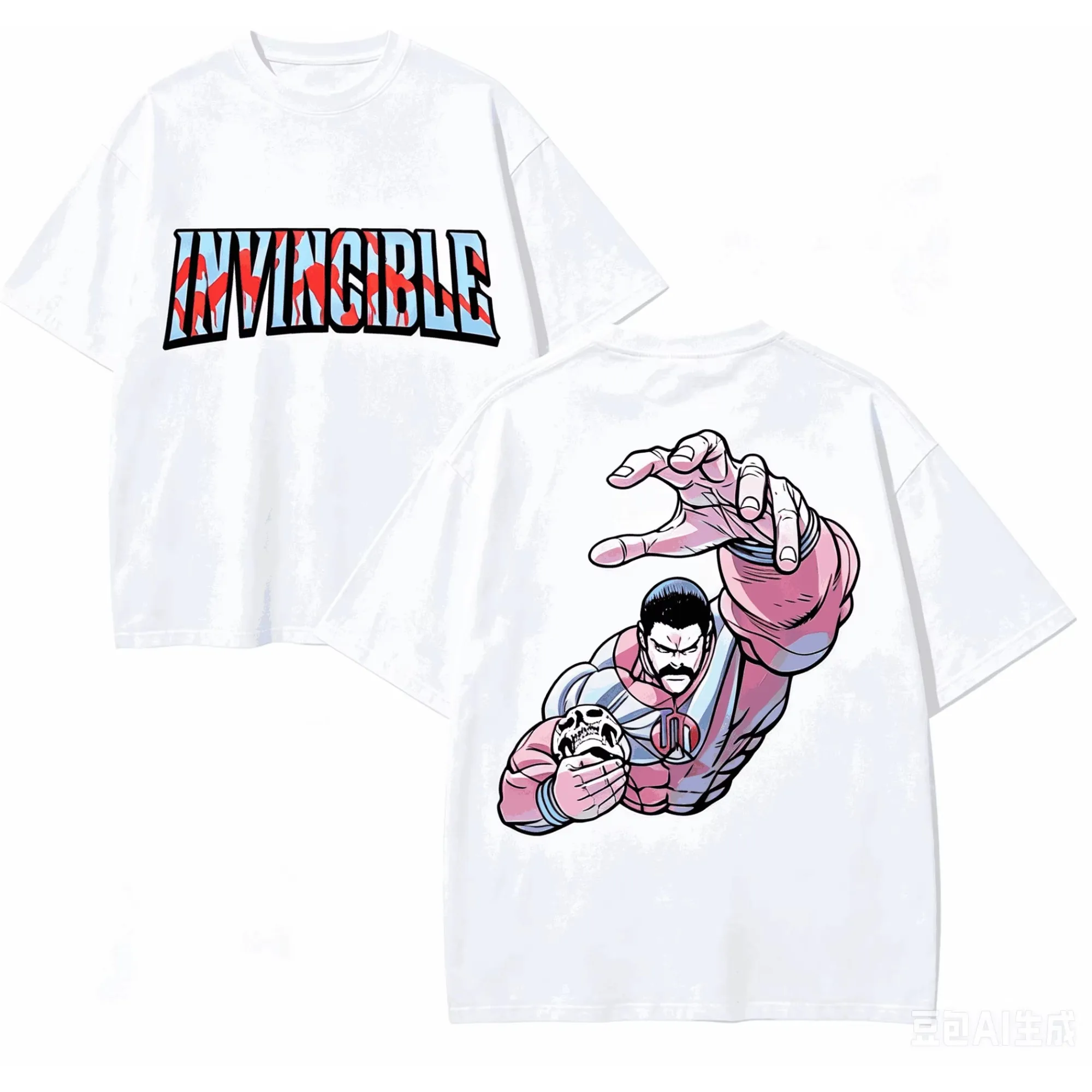 Invincible T-shirt Vintage  Anime Superhero Graphic Unisex Oversized Crew Neck Cotton Short Sleeve Tee Tops Steetwear Hot Sale