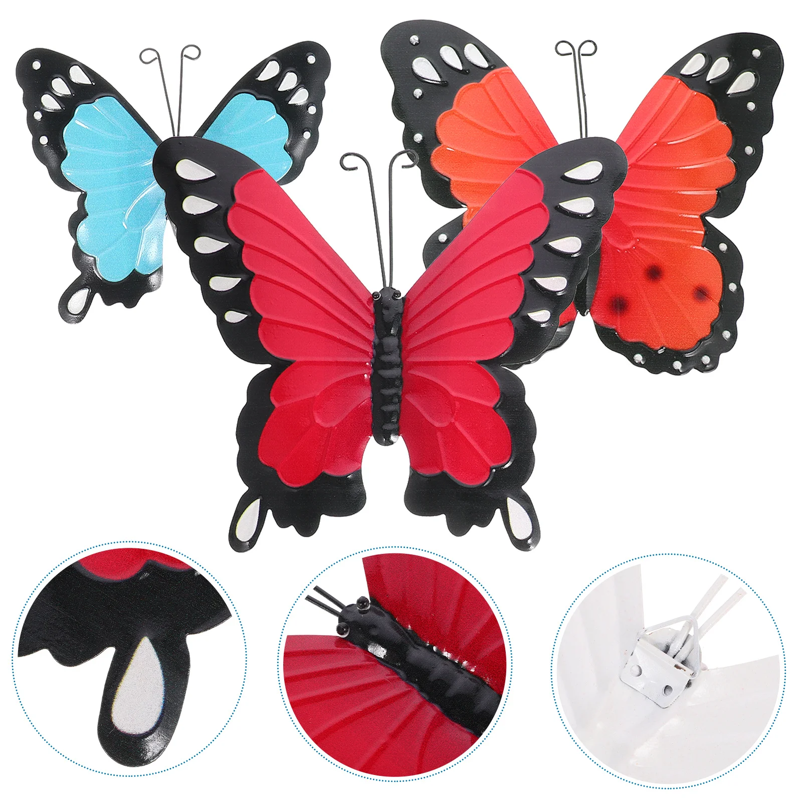 

3Pcs Metal Butterflies Wall Hanging Decor Colorful Iron Art Ornament for Home Garden Wall Decoration Iron Art Pendant