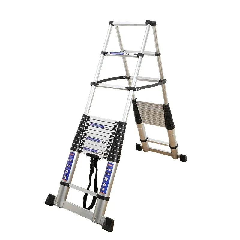 Reinforced aluminum alloy folding ladder, double-sided zigzag ladder, portable folding telescopic ladder, anti slip step ladder