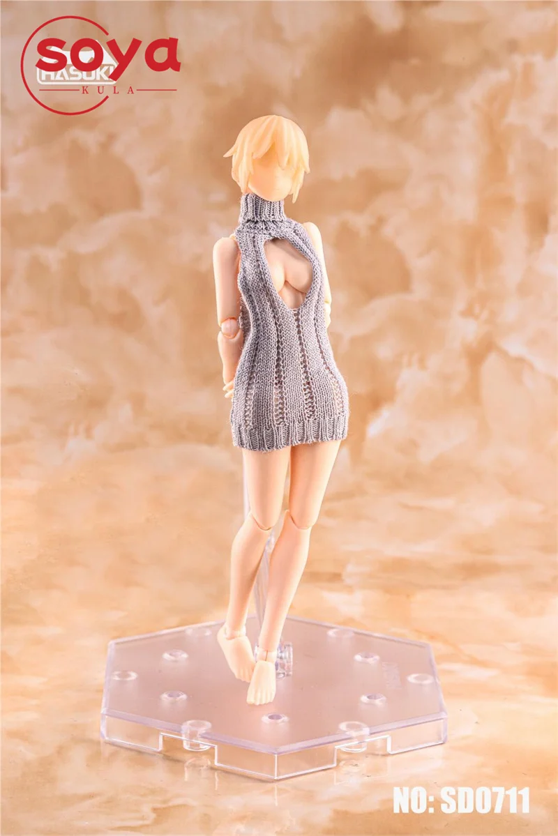 HASUKI SD06 SD07 1/12 عارية الذراعين الورك ملفوفة محبوك سترة الملابس نموذج صالح 6 ''أنثى الجندي عمل الشكل الجسم #3