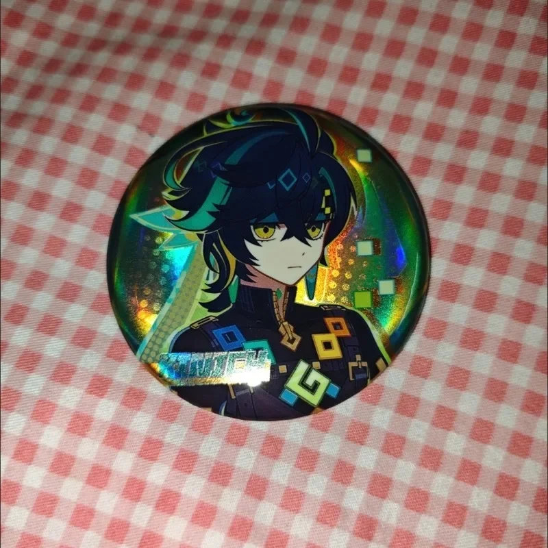 Anime Genshin Impact Kinich 58MM Fans Works Silver Glitter Pin Badge Cosplay Accessories for Clothes Backpack Decor Brooch Bag