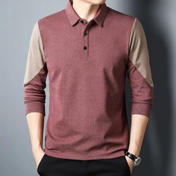 Spring Autumn Splicing Mens Designer Clothes 2023 New Long Sleeve Men's Shirt Fashion All-match T-Shirt Business Tops Basic Polo