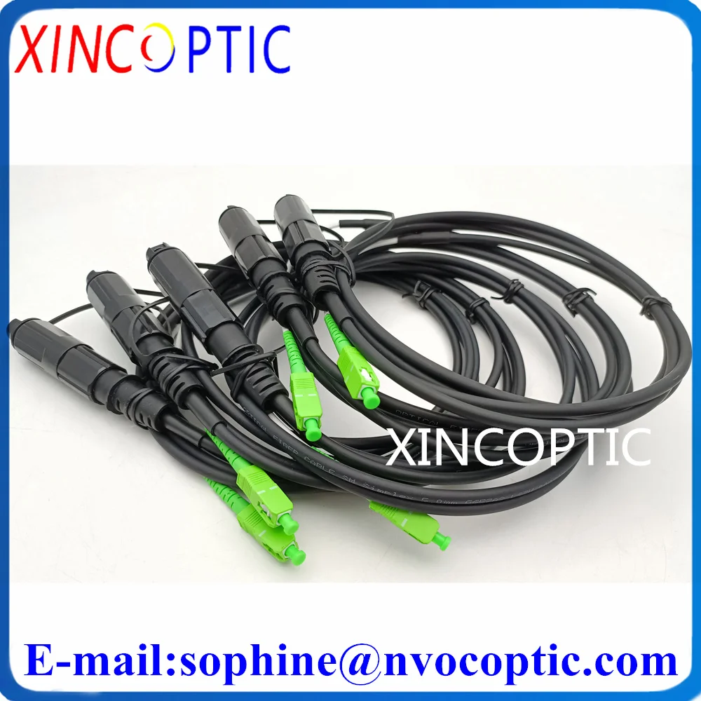  5Pcs 5Meters IP67 Waterproof OptiTap Mini SC/APC CORNING/HUAWEI 5.0mm Black Round Cable SM 5M Optic Fiber Patch Cord Jumper