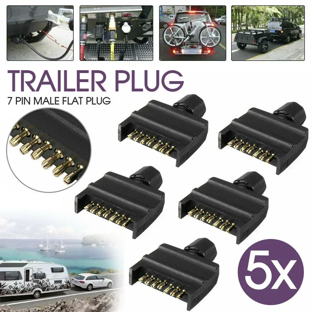 

5pcs 7 Pin AU Flat Trailer Plug Male Socket For Caravan Trailer Adapter Boat Connector Plug Socket Set Car Parts