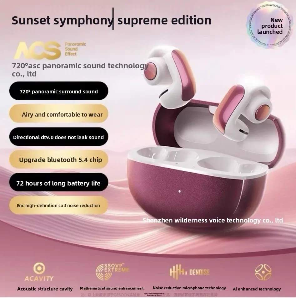 Bluetooth Earbuds V12 Clip-On Long Battery Life Wireless Headphones 2025 Model Universal Use