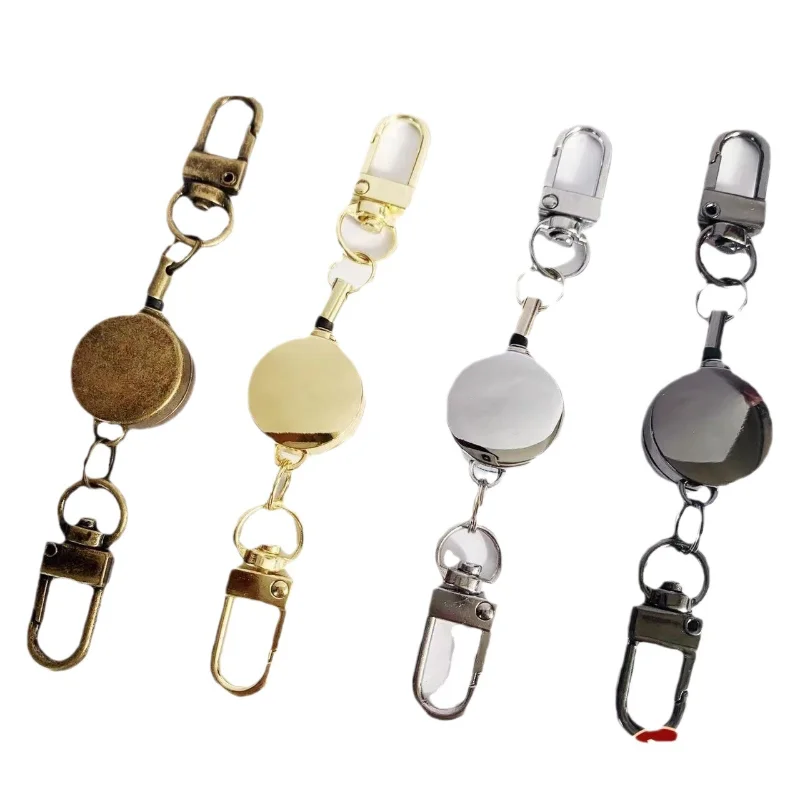 Anti-theft Retractable Key Holder Metal Easy-to-pull Buckle Rope Elastic Keychain Sporty Retractable Key Ring Nurse Accessories