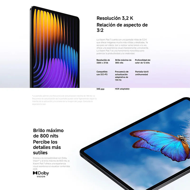 تابلت Xiaomi Pad 7، شاشة 11.2 بوصة 3.2 كلفن و 144 هرتز، كاميرا Snapdragon 7+ Gen 3، كاميرا 13 ميجا بكسل، بطارية 8850 مللي أمبير في الساعة