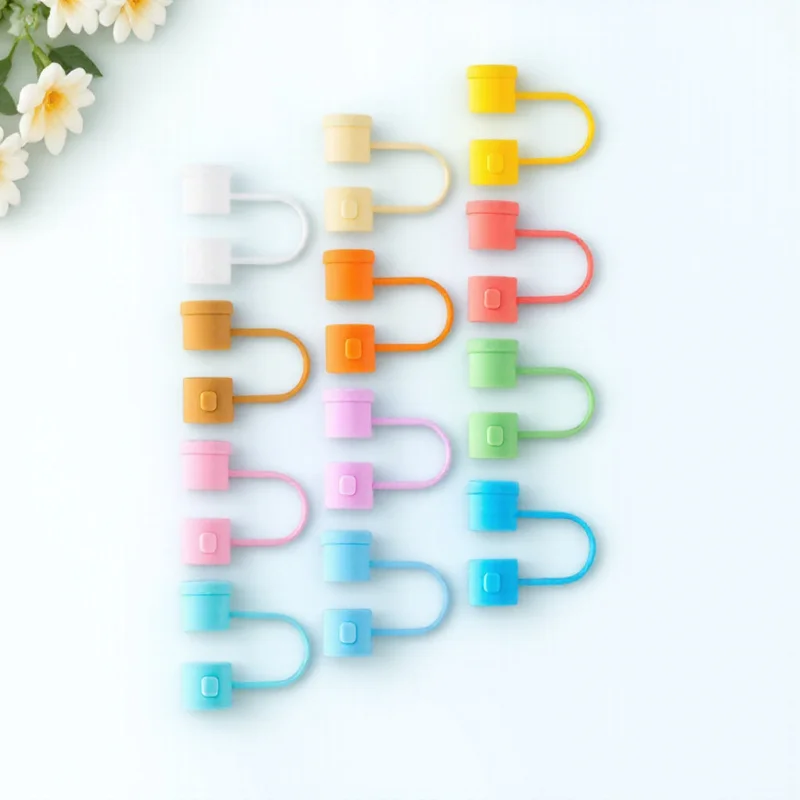 

Cute Straw Caps Silicone Protective Covers for Reusable Straws Drinking Tubes Fun Lids Set of 4 Assorted Colors