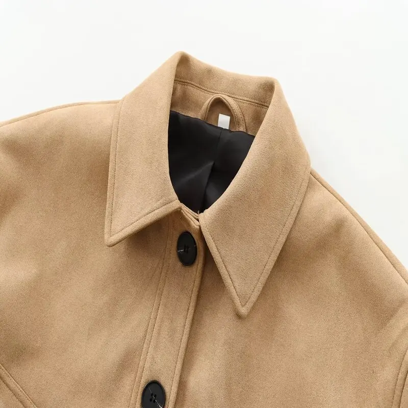 Autunno 2025 Pendolarismo da donna Sle Or Pelle Jaet Long Sve Cappotto versatile Dettaglio bottoni Colletto ampio 4720200