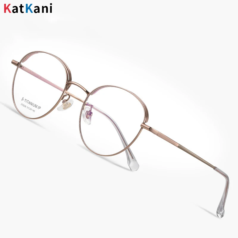 

KatKani Optical Prescription Eyeglasses Frames for Men and Women Ultralight Stylish Retro Titanium Alloy Oval Eyeglasses 6226